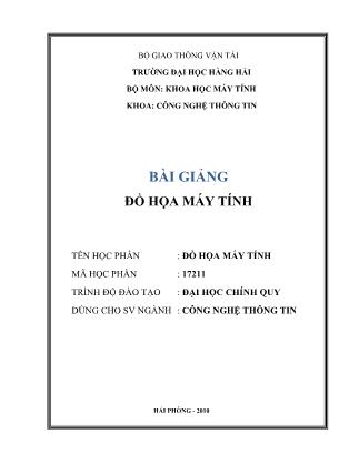 Bài giảng môn Đồ họa máy tính