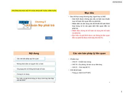 Bài giảng môn Kế toán tài chính 1 - Chương 5: Kế toán nợ phải trả
