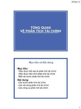 Bài giảng môn Phân tích tài chính - Chương 1: Tổng quan về phân tích tài chính