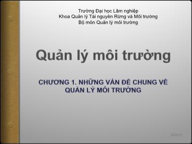 Bài giảng môn Quản lý môi trường