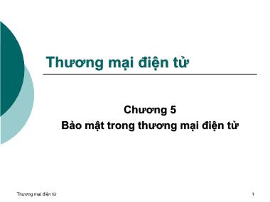 Bài giảng môn Thương mại điện tử - Chương 5: Bảo mật trong thương mại điện tử