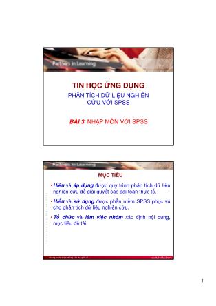 Bài giảng môn Tin học ứng dụng - Bài 3: Nhập môn với SPSS