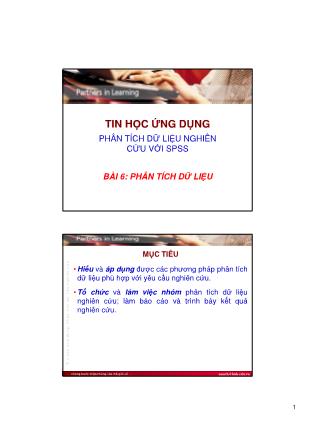 Bài giảng môn Tin học ứng dụng - Bài 6: Phân tích dữ liệu