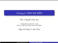 Bài giảng môn Toán cao cấp - Chương 6: Hàm hai biến