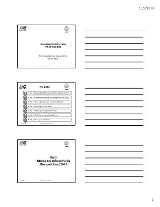 Bài giảng MOS Excel 2010 căn bản - Bài 1: Những đặc điểm mới của Microsoft Excel 2010