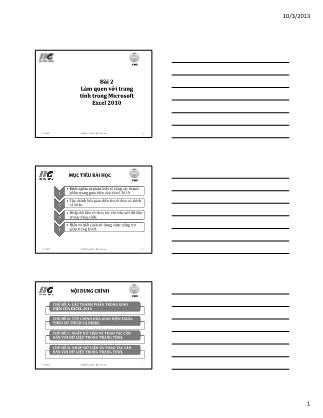 Bài giảng MOS Excel 2010 căn bản - Bài 2: Làm quen với trang tính trong Microsoft Excel 2010