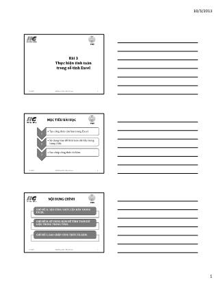 Bài giảng MOS Excel 2010 căn bản - Bài 3: Thực hiện tính toán trong sổ tính Excel