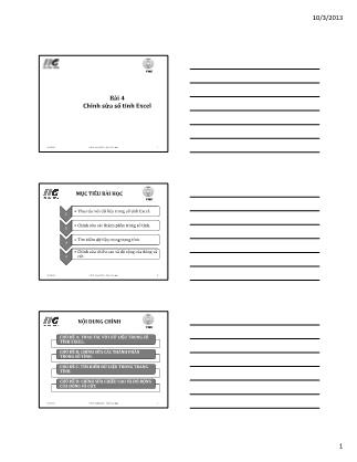 Bài giảng MOS Excel 2010 căn bản - Bài 4: Chỉnh sửa sổ tính Excel
