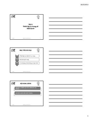 Bài giảng MOS Excel 2010 căn bản - Bài 6: Thiết lập in trong sổ tính Excel