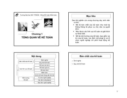 Bài giảng Nguyên lý kế toán - Chương 1: Tổng quan về kế toán - Ngọc Ly