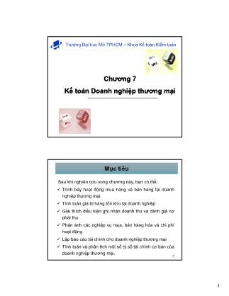 Bài giảng Nguyên lý kế toán - Chương 7: Kế toán doanh nghiệp thương mại - Trần Tuyết Thanh