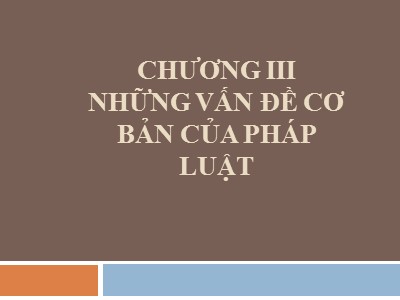 Bài giảng Nhà nước và pháp luật đại cương - Chương III: Những vấn đề cơ bản của pháp luật - Lương Thanh Bình