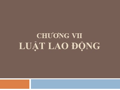 Bài giảng Nhà nước và pháp luật đại cương - Chương VII: Luật lao động - Lương Thanh Bình
