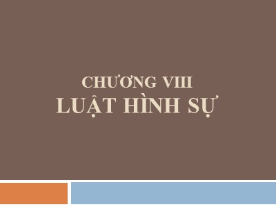 Bài giảng Nhà nước và pháp luật đại cương - Chương VIII: Luật hình sự - Lương Thanh Bình