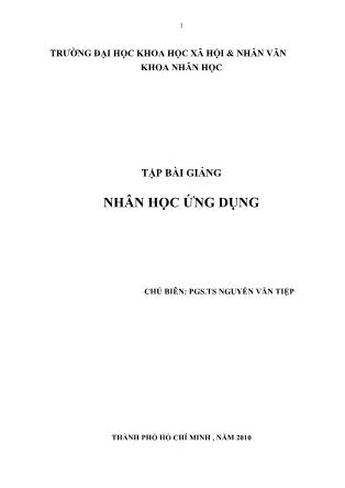 Bài giảng Nhân học ứng dụng (Phần 1)