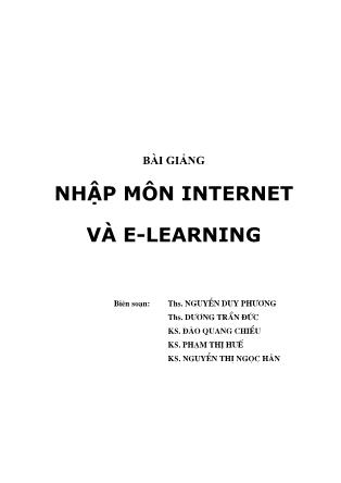 Bài giảng Nhập môn Internet và E-learning - Nguyễn Duy Phương (Phần 1)
