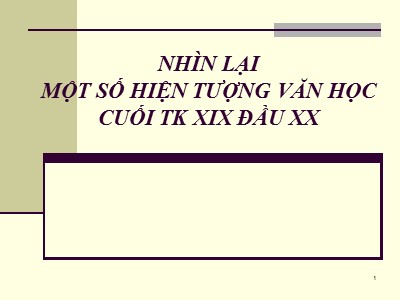 Bài giảng Nhìn lại một số hiện tượng văn học cuối thế kỉ XIX đầu XX