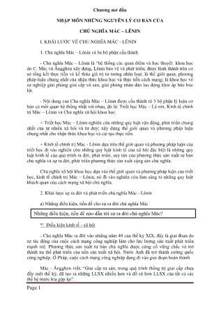 Bài giảng Những nguyên lý cơ bản của chủ nghĩa Mác – Lênin (Phần 1)