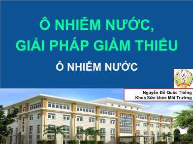 Bài giảng Ô nhiễm nước, giải pháp giảm thiểu - Nguyễn Đỗ Quốc Thống