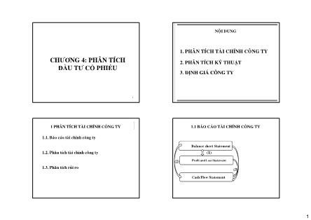Bài giảng Phân tích báo cáo tài chính - Chương 4: Phân tích đầu tư cổ phiếu