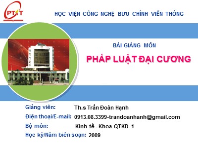 Bài giảng Pháp luật đại cương - Trần Đoàn Hạnh