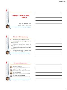 Bài giảng Quản trị học - Chương 4: Thông tin trong quản trị - Bùi Hoàng Ngọc