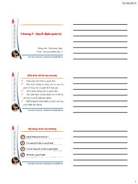 Bài giảng Quản trị học - Chương 5: Quyết định quản trị - Bùi Hoàng Ngọc