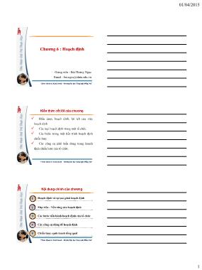 Bài giảng Quản trị học - Chương 6: Hoạch định - Bùi Hoàng Ngọc