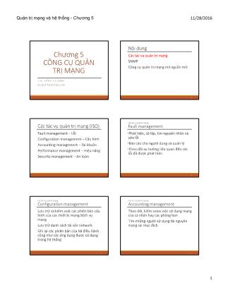 Bài giảng Quản trị mạng và hệ thống - Chương 5: Công cụ quản trị mạng - Trần Thị Dung