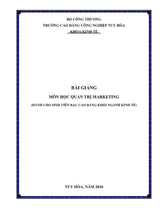 Bài giảng Quản trị Marketing (Mới nhất)