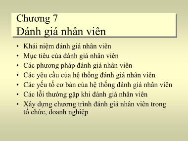 Bài giảng Quản trị nhân lực - Chương 7: Đánh giá nhân viên
