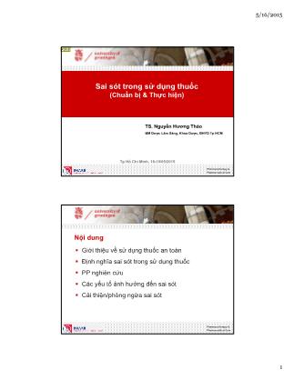 Bài giảng Sai sót trong sử dụng thuốc - Nguyễn Hương Thảo