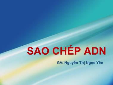 Bài giảng Sinh học phân tử - Chương: Sao chép ADN - Nguyễn Thị Ngọc Yến
