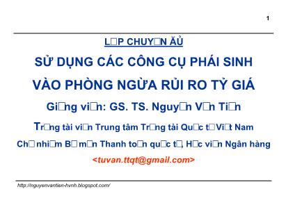 Bài giảng Sử dụng các công cụ phái sinh vào phòng ngừa rủi ro tỷ giá - Bài 1: Tổng quan về thị trường ngoại hối - Vũ Văn Tiến