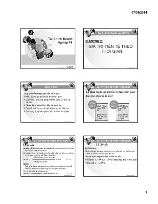 Bài giảng Tài chính doanh nghiệp - Chương 2: Giá trị tiền tệ theo thời gian - Trần Huỳnh Kim Thoa