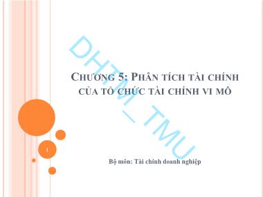 Bài giảng Tài chính vi mô - Chương 5: Phân tích tài chính của tổ chức tài chính vi mô