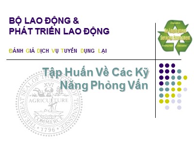 Bài giảng Tập huấn về các kỹ năng phỏng vấn