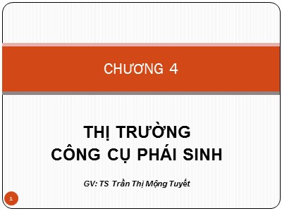 Bài giảng Thị trường chứng khoán - Chương 4: Thị trường công cụ phái sinh - Trần Thị Mộng Tuyết