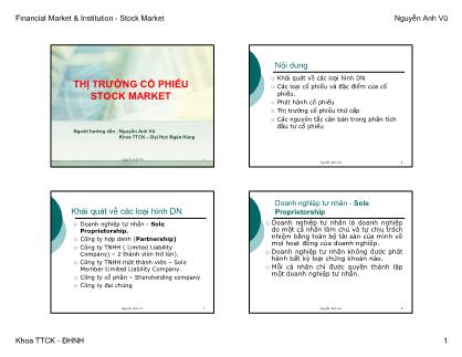 Bài giảng Thị trường cổ phiếu - Nguyễn Anh Vũ