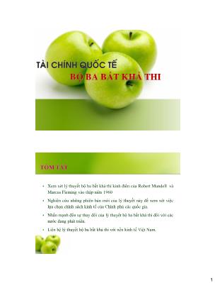 Bài giảng Thị trường tài chính quốc tế - Bài 7: Bộ ba bất khả thi