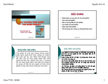 Bài giảng Thị trường trái phiếu - Nguyễn Anh Vũ