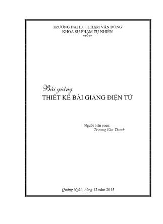 Bài giảng Thiết kế bài giảng điện tử