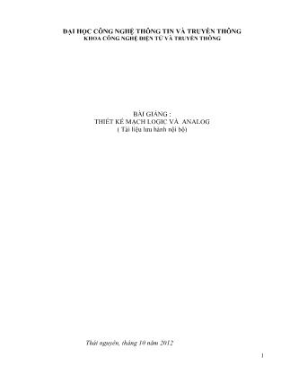 Bài giảng Thiết kế mạch Logic và Analog