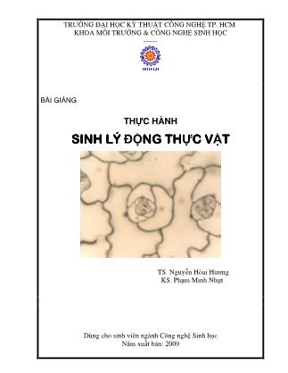 Bài giảng thực hành Sinh lý động thực vật (Phần 1)