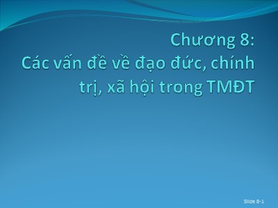 Bài giảng Thương mại điện tử - Chương 8: Các vấn đề về đạo đức, chính trị, xã hội trong thương mại điện tử
