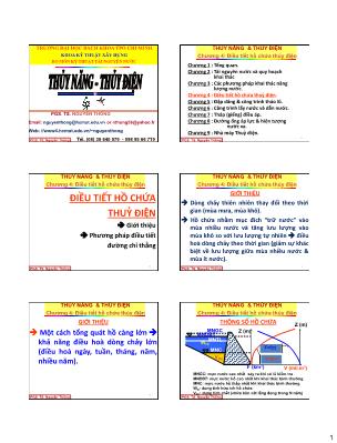 Bài giảng Thủy năng - Điện năng - Chương 4: Điều tiết hồ chứa thuỷ điện - Nguyễn Thống