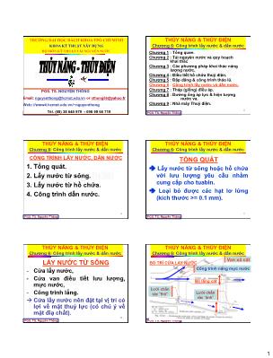 Bài giảng Thủy năng - Điện năng - Chương 6: Công trình lấy nước và dẫn nước - Nguyễn Thống