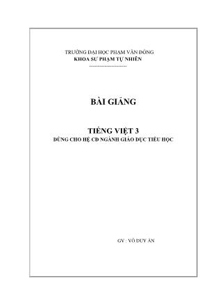 Bài giảng Tiếng Việt 3 - Võ Duy Ấn