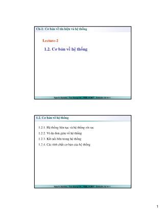 Bài giảng Tín hiệu và hệ thống - Chương 1.2: Cơ bản về hệ thống - Trần Quang Việt