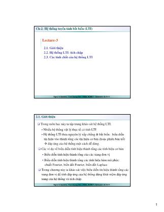 Bài giảng Tín hiệu và hệ thống - Chương 2: Hệ thống tuyến tính bất biến (LTI) - Trần Quang Việt